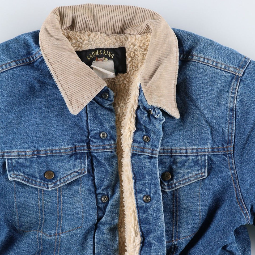 Vintage 1980'S Key SADDLE KING denim jacket, men's size XL unclear blue type Vintage Second Hand