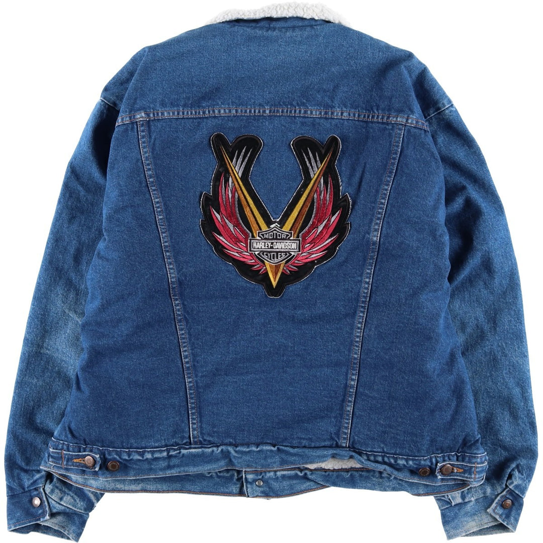Wrangler Harley-Davidson Back Logo Denim Jacket, Made in USA, Men's Size L unclear blue type Vintage Second Hand