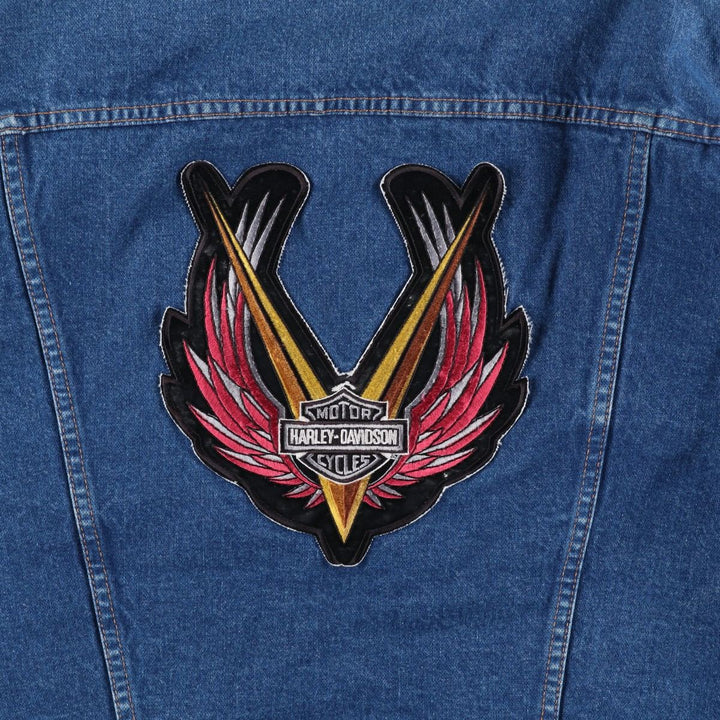 Wrangler Harley-Davidson Back Logo Denim Jacket, Made in USA, Men's Size L unclear blue type Vintage Second Hand
