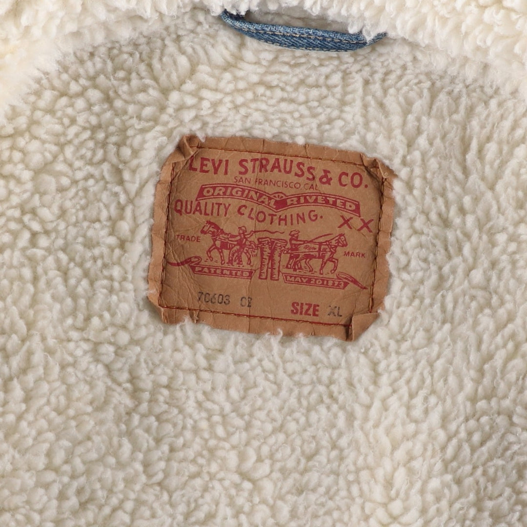 90'S Levi's 70603-0215 Padded Denim Jacket, Men's Size XL, Vintage cotton blue type Vintage Second Hand