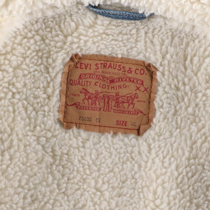 90'S Levi's 70603-0215 Padded Denim Jacket, Men's Size XL, Vintage cotton blue type Vintage Second Hand