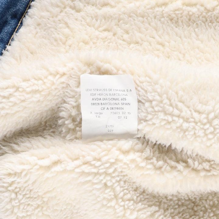 90'S Levi's 70603-0215 Padded Denim Jacket, Men's Size XL, Vintage cotton blue type Vintage Second Hand