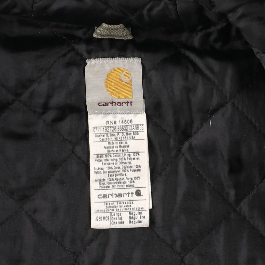 Carhartt Active Jacket, Padded Duck Full-Zip Hoodie, Men's Size L cotton Khaki type Vintage Second Hand