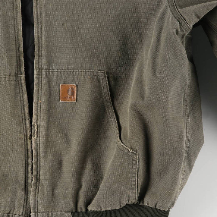 Carhartt Active Jacket, Padded Duck Full-Zip Hoodie, Men's Size L cotton Khaki type Vintage Second Hand