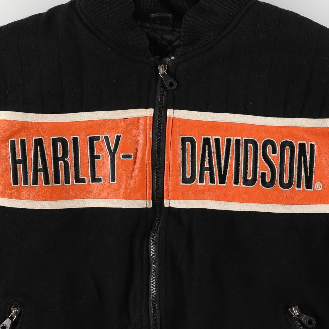 Harley-Davidson Padded Wool Varsity Jacket, Men's Size L Merino wool black type Vintage Second Hand