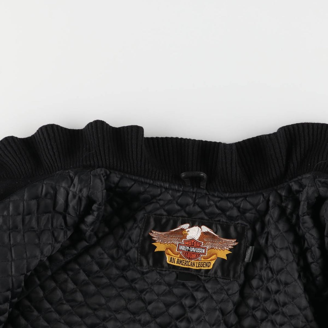 Harley-Davidson Padded Wool Varsity Jacket, Men's Size L Merino wool black type Vintage Second Hand