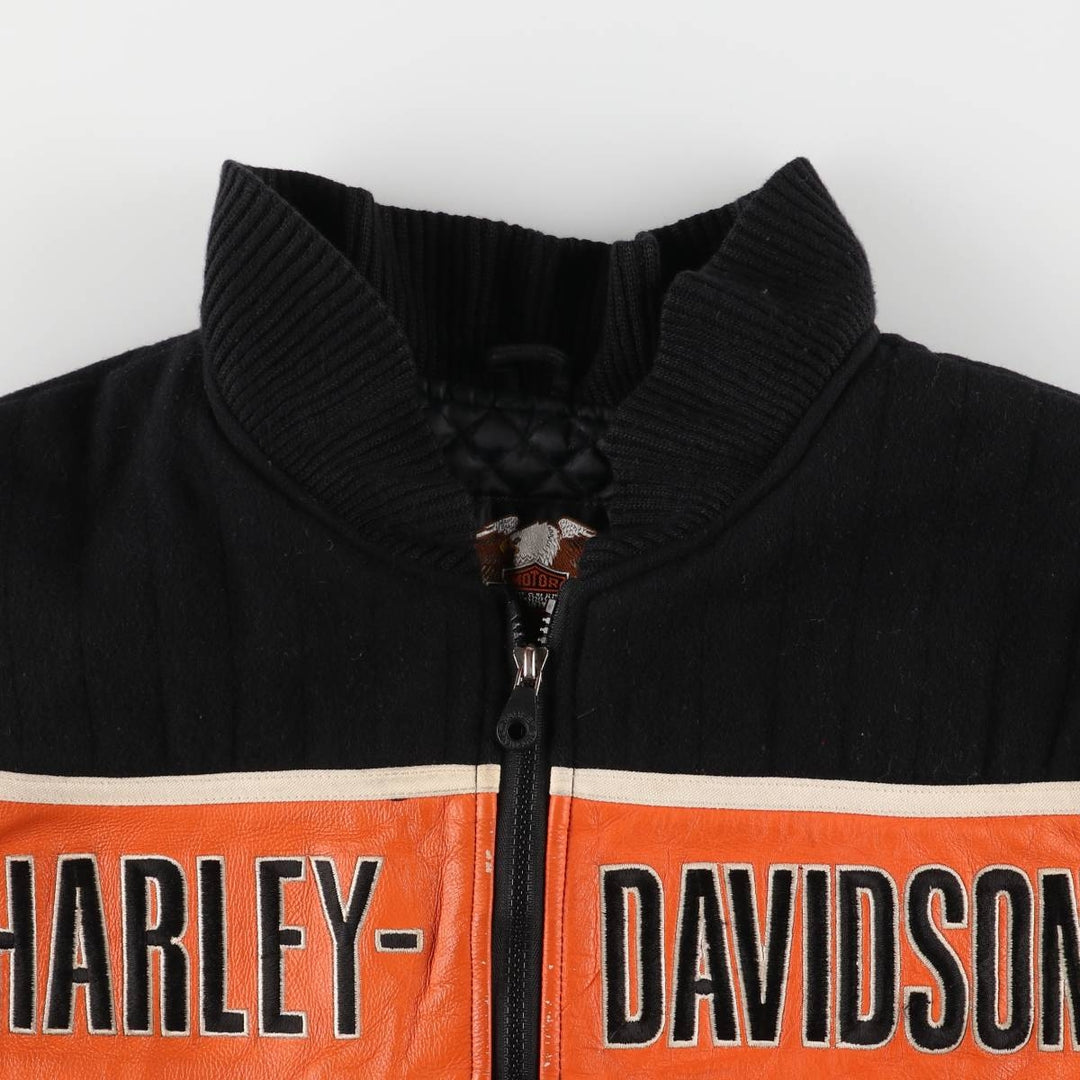 Harley-Davidson Padded Wool Varsity Jacket, Men's Size L Merino wool black type Vintage Second Hand