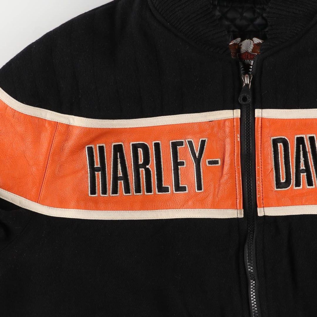 Harley-Davidson Padded Wool Varsity Jacket, Men's Size L Merino wool black type Vintage Second Hand
