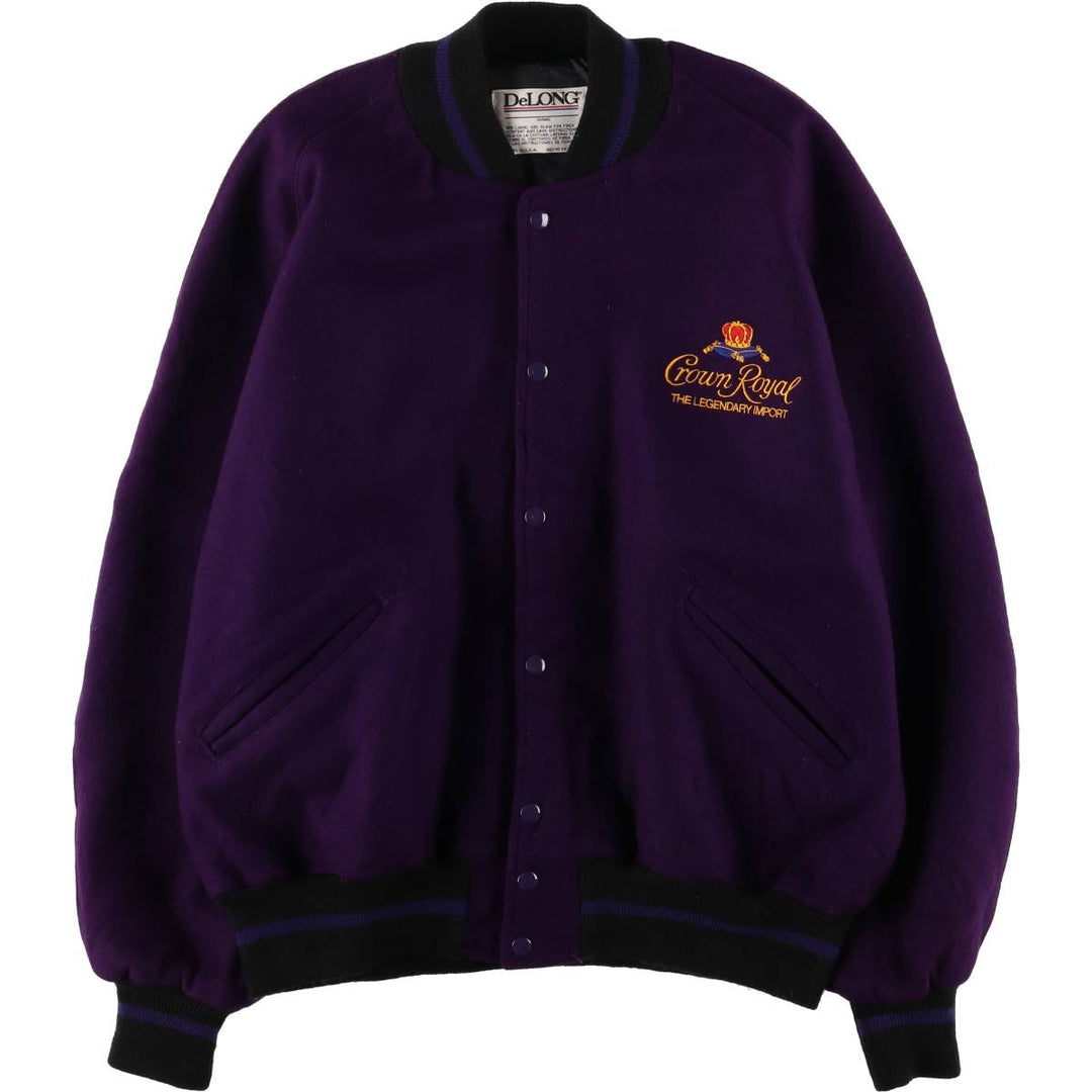 90'S DeLONG Wool Varsity Jacket, Award Jacket, Made in USA, Men's XL, Vintage Recycled wool purple type Vintage Second Hand