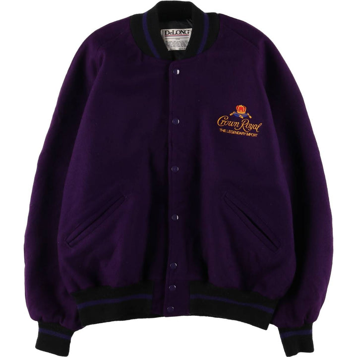 90'S DeLONG Wool Varsity Jacket, Award Jacket, Made in USA, Men's XL, Vintage Recycled wool purple type Vintage Second Hand