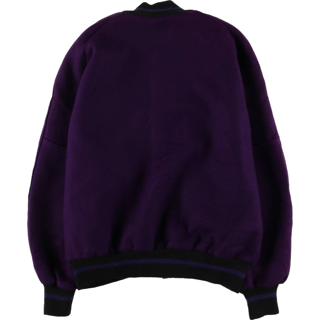 90'S DeLONG Wool Varsity Jacket, Award Jacket, Made in USA, Men's XL, Vintage Recycled wool purple type Vintage Second Hand