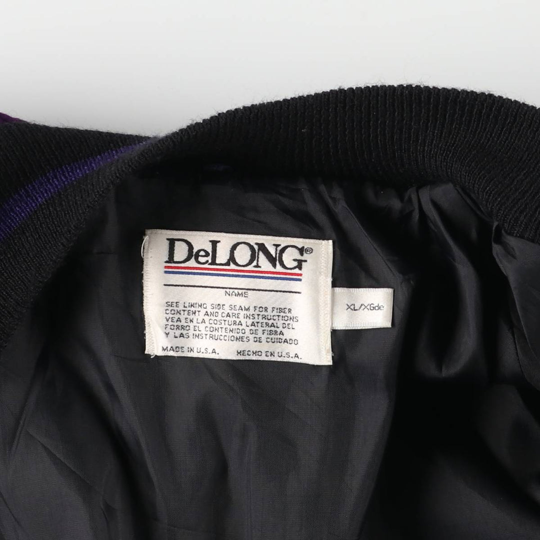 90'S DeLONG Wool Varsity Jacket, Award Jacket, Made in USA, Men's XL, Vintage Recycled wool purple type Vintage Second Hand