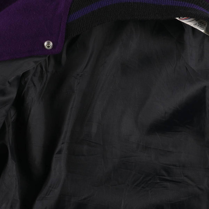 90'S DeLONG Wool Varsity Jacket, Award Jacket, Made in USA, Men's XL, Vintage Recycled wool purple type Vintage Second Hand