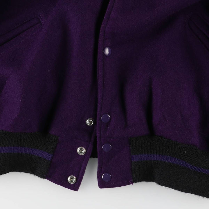 90'S DeLONG Wool Varsity Jacket, Award Jacket, Made in USA, Men's XL, Vintage Recycled wool purple type Vintage Second Hand