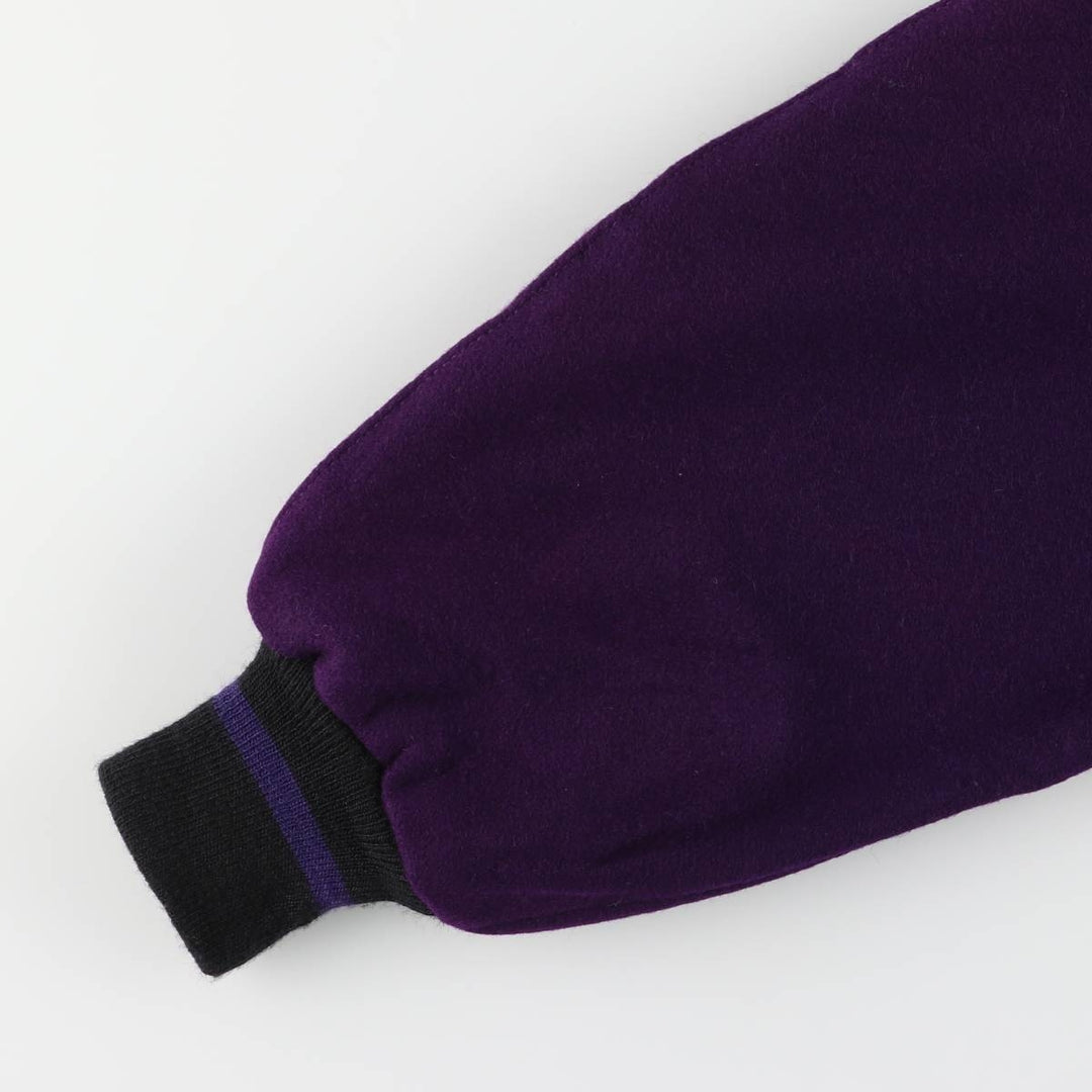 90'S DeLONG Wool Varsity Jacket, Award Jacket, Made in USA, Men's XL, Vintage Recycled wool purple type Vintage Second Hand