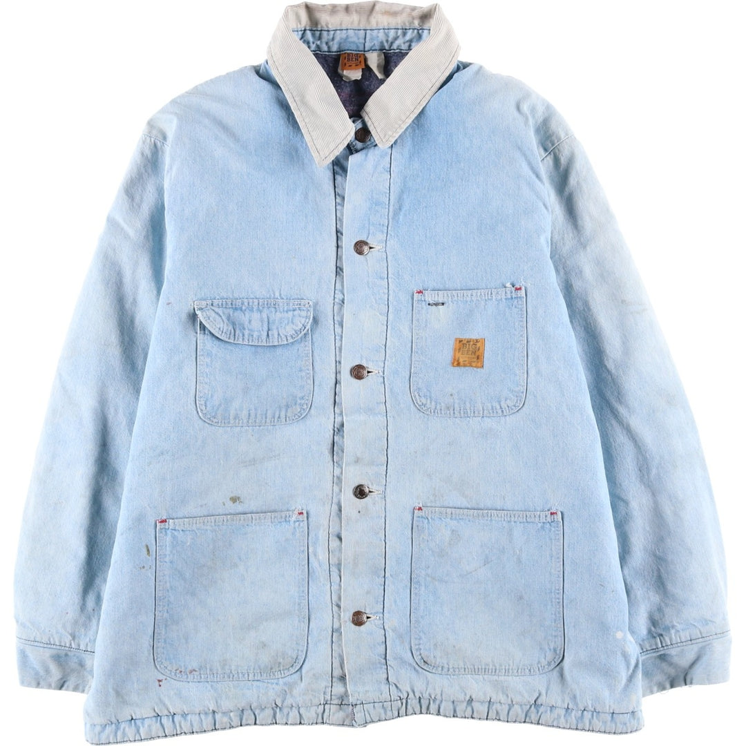 70s~80'S Wrangler BIG BEN denim coveralls made in USA, men's size L, vintage unclear blue type Vintage Second Hand