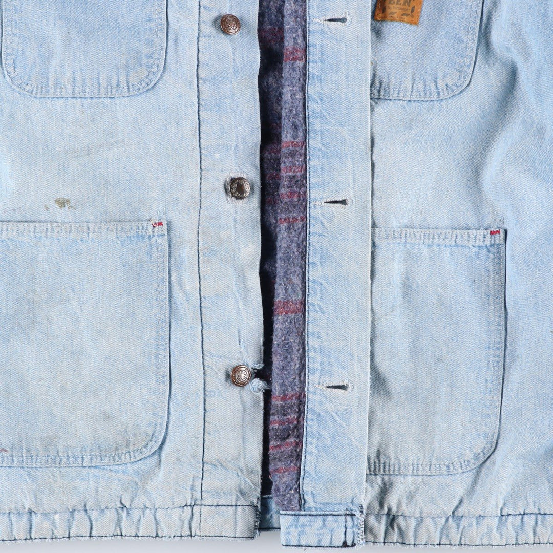 70s~80'S Wrangler BIG BEN denim coveralls made in USA, men's size L, vintage unclear blue type Vintage Second Hand
