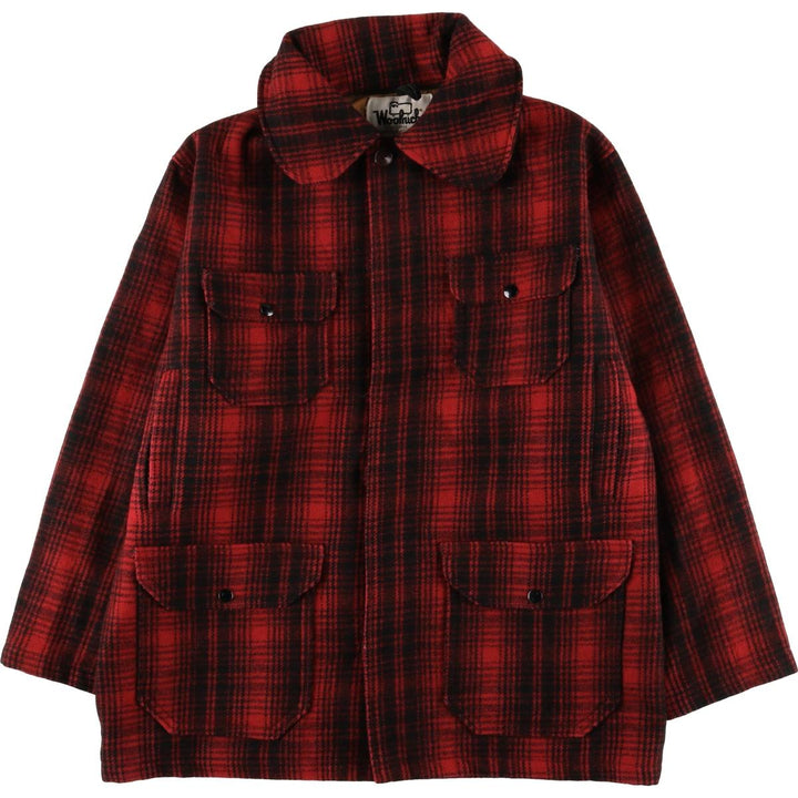 Vintage 1970'S WOOLRICH buffalo check wool hunting jacket, men's size XL wool red type Vintage Second Hand