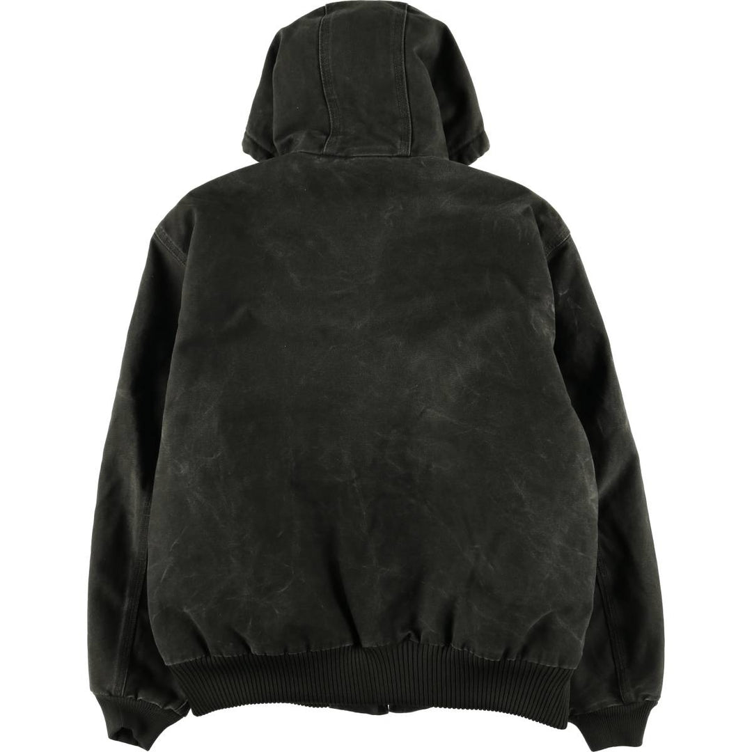 00'S Carhartt Active Jacket, Padded Duck Full Zip Hoodie, Men's Size L cotton Khaki type Vintage Second Hand