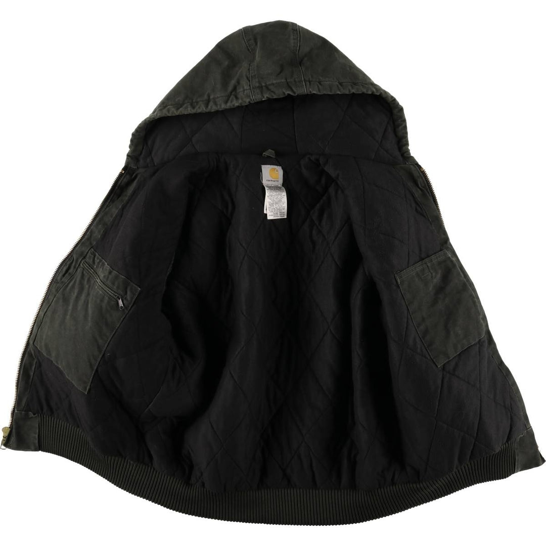 00'S Carhartt Active Jacket, Padded Duck Full Zip Hoodie, Men's Size L cotton Khaki type Vintage Second Hand