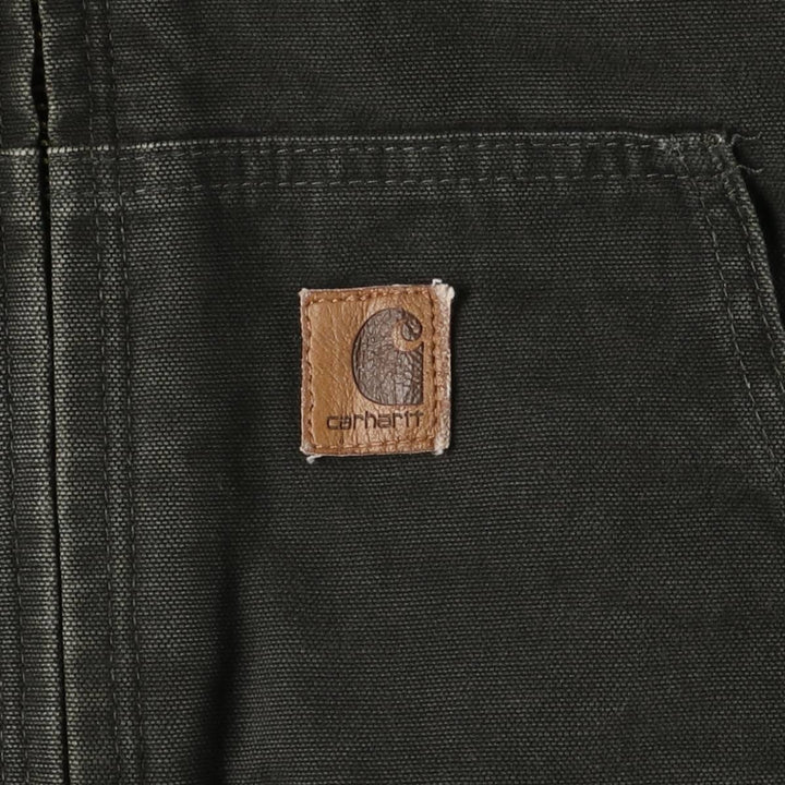 00'S Carhartt Active Jacket, Padded Duck Full Zip Hoodie, Men's Size L cotton Khaki type Vintage Second Hand