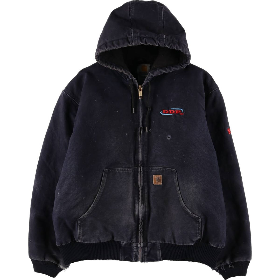 2000'S Carhartt Active Jacket, Padded Duck Full Zip Hoodie, Men's Size XL cotton navy blue type Vintage Second Hand