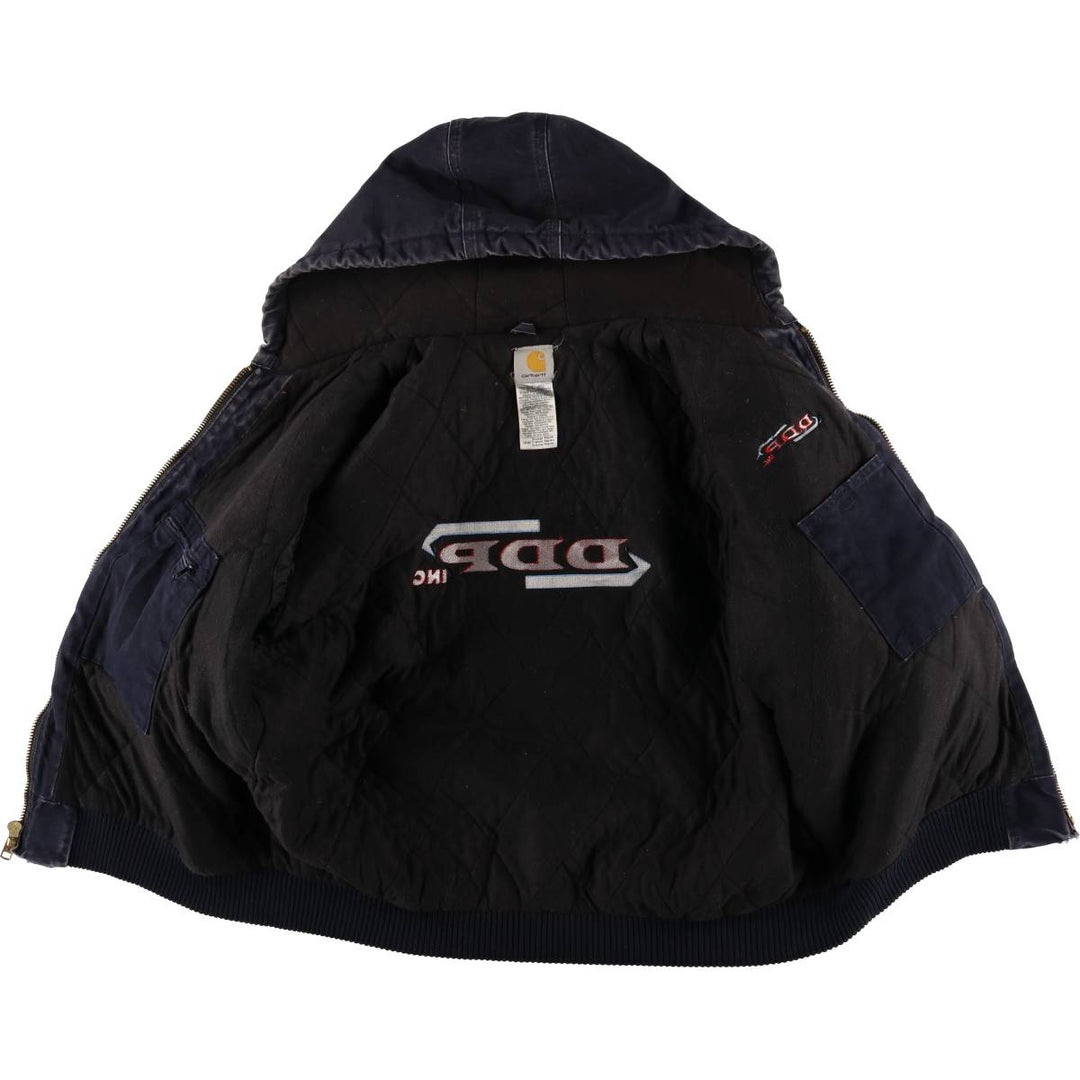 2000'S Carhartt Active Jacket, Padded Duck Full Zip Hoodie, Men's Size XL cotton navy blue type Vintage Second Hand