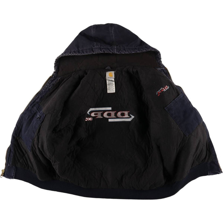 2000'S Carhartt Active Jacket, Padded Duck Full Zip Hoodie, Men's Size XL cotton navy blue type Vintage Second Hand