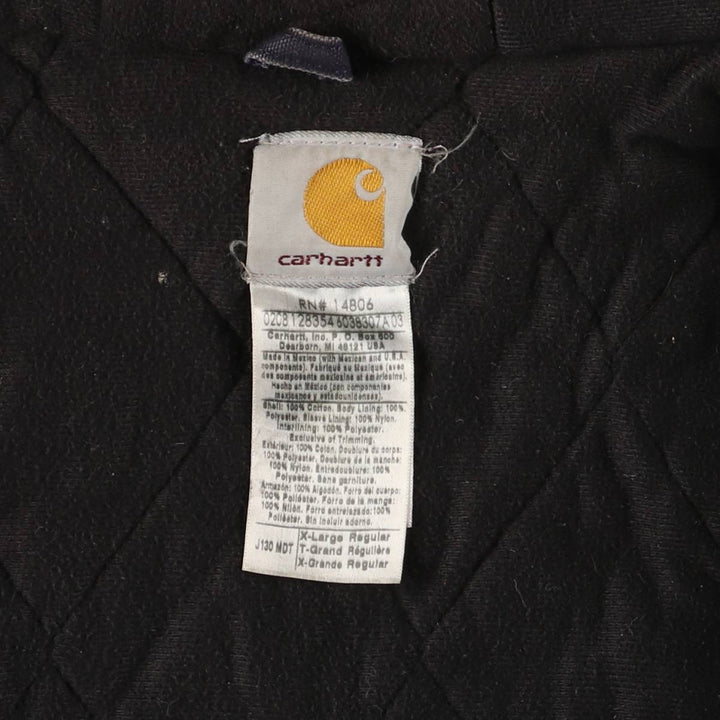 2000'S Carhartt Active Jacket, Padded Duck Full Zip Hoodie, Men's Size XL cotton navy blue type Vintage Second Hand