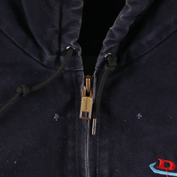 2000'S Carhartt Active Jacket, Padded Duck Full Zip Hoodie, Men's Size XL cotton navy blue type Vintage Second Hand