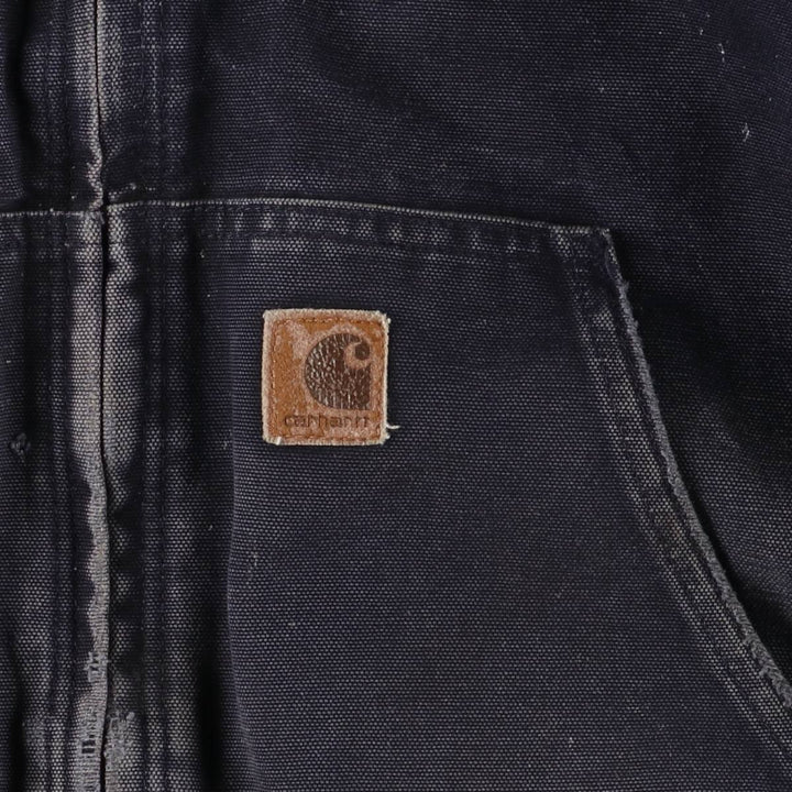 2000'S Carhartt Active Jacket, Padded Duck Full Zip Hoodie, Men's Size XL cotton navy blue type Vintage Second Hand