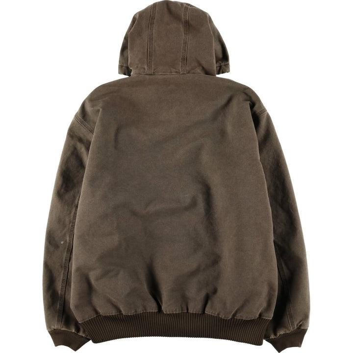 2000'S Carhartt Active Jacket, Padded Duck Full Zip Hoodie, Men's Size XL cotton brown type Vintage Second Hand