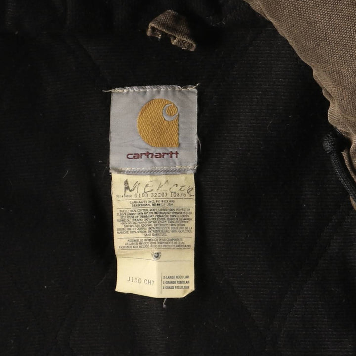 2000'S Carhartt Active Jacket, Padded Duck Full Zip Hoodie, Men's Size XL cotton brown type Vintage Second Hand