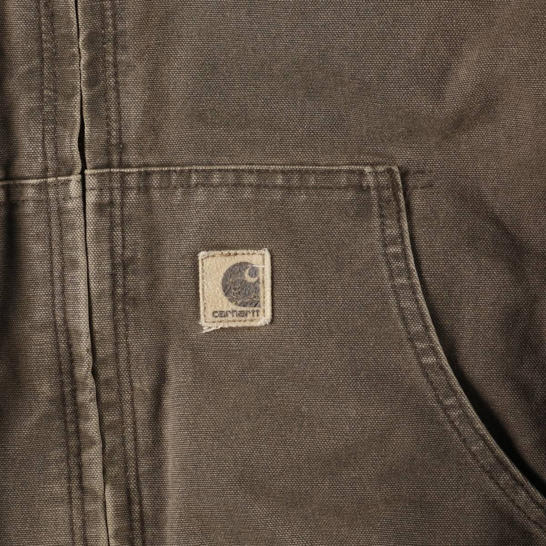 2000'S Carhartt Active Jacket, Padded Duck Full Zip Hoodie, Men's Size XL cotton brown type Vintage Second Hand