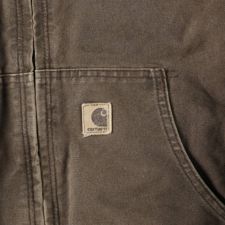 2000'S Carhartt Active Jacket, Padded Duck Full Zip Hoodie, Men's Size XL cotton brown type Vintage Second Hand