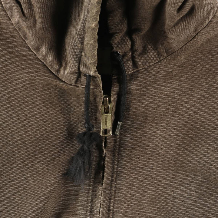 2000'S Carhartt Active Jacket, Padded Duck Full Zip Hoodie, Men's Size XL cotton brown type Vintage Second Hand