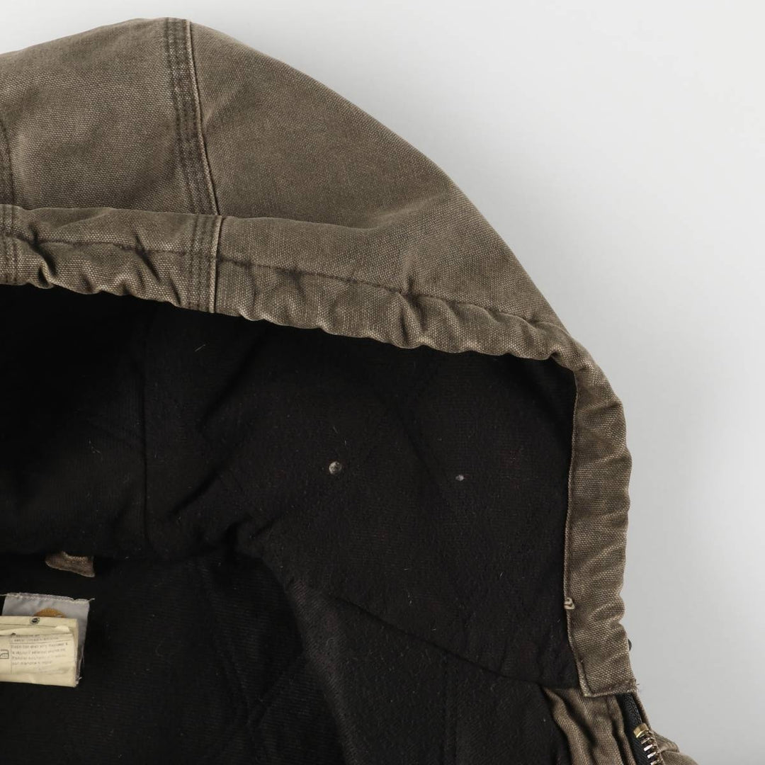 2000'S Carhartt Active Jacket, Padded Duck Full Zip Hoodie, Men's Size XL cotton brown type Vintage Second Hand