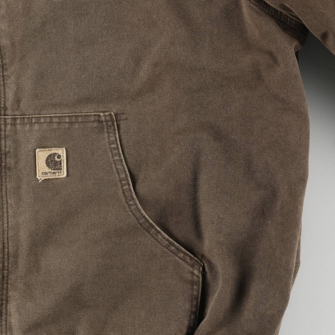 2000'S Carhartt Active Jacket, Padded Duck Full Zip Hoodie, Men's Size XL cotton brown type Vintage Second Hand