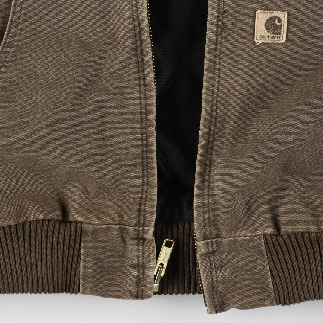 2000'S Carhartt Active Jacket, Padded Duck Full Zip Hoodie, Men's Size XL cotton brown type Vintage Second Hand