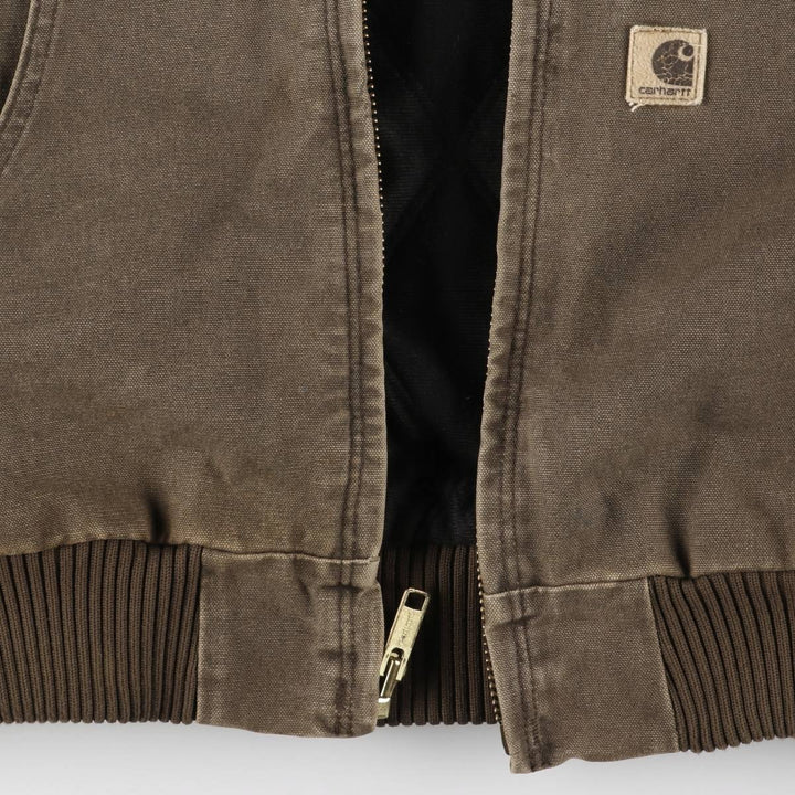 2000'S Carhartt Active Jacket, Padded Duck Full Zip Hoodie, Men's Size XL cotton brown type Vintage Second Hand