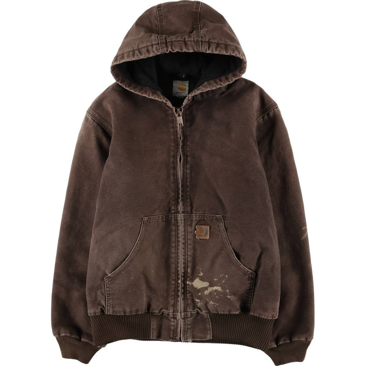 Carhartt Active Jacket, Padded Duck Full-Zip Hoodie, Men's Size Small cotton brown type Vintage Second Hand