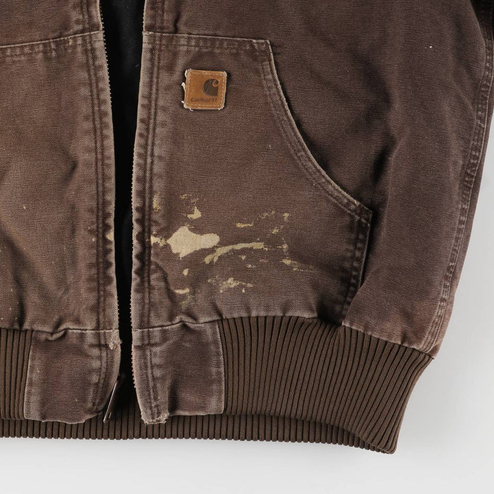 Carhartt Active Jacket, Padded Duck Full-Zip Hoodie, Men's Size Small cotton brown type Vintage Second Hand