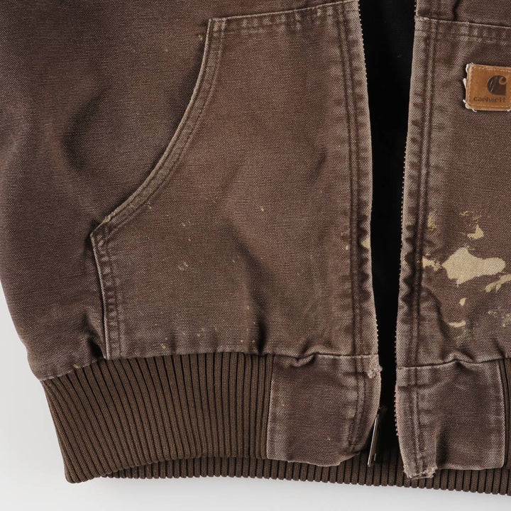 Carhartt Active Jacket, Padded Duck Full-Zip Hoodie, Men's Size Small cotton brown type Vintage Second Hand