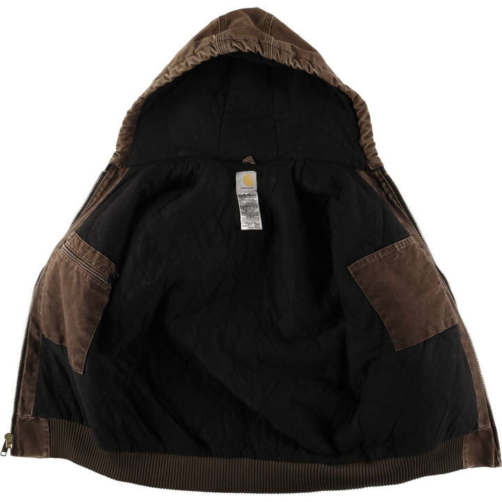 2000'S Carhartt Active Jacket, Padded Duck Full Zip Hoodie, Men's Size Small cotton brown type Vintage Second Hand