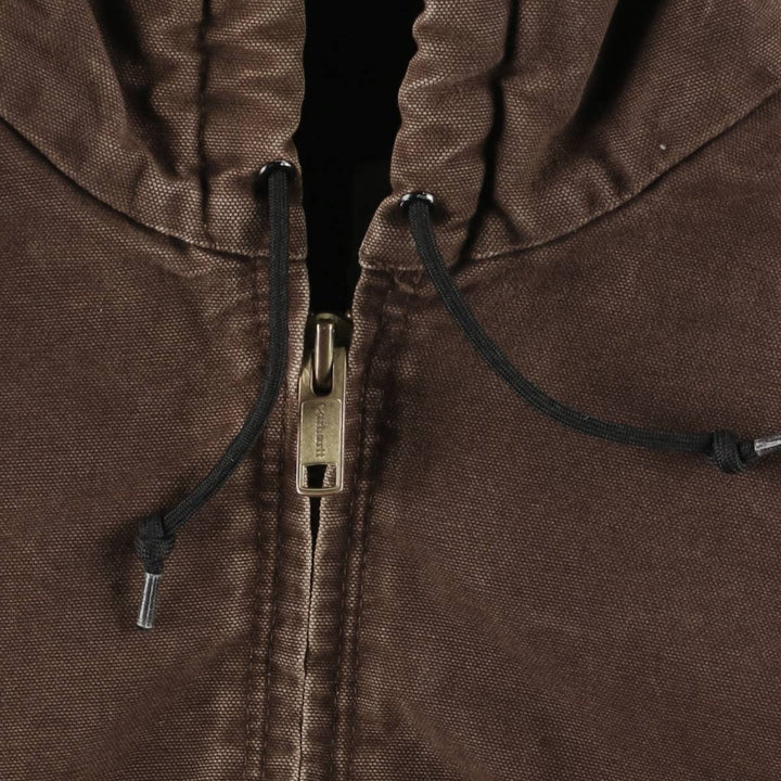 2000'S Carhartt Active Jacket, Padded Duck Full Zip Hoodie, Men's Size Small cotton brown type Vintage Second Hand
