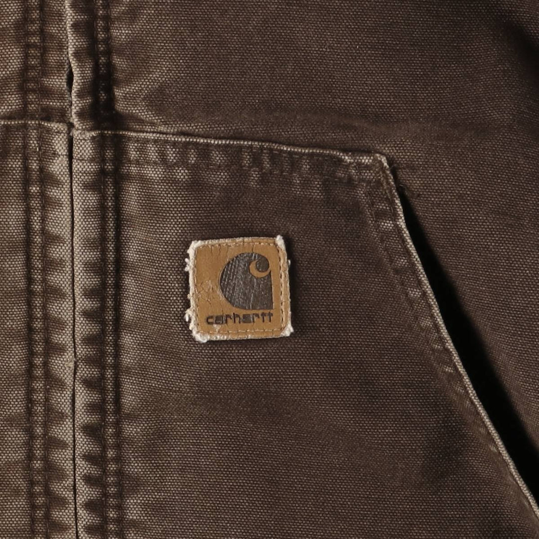 2000'S Carhartt Active Jacket, Padded Duck Full Zip Hoodie, Men's Size Small cotton brown type Vintage Second Hand