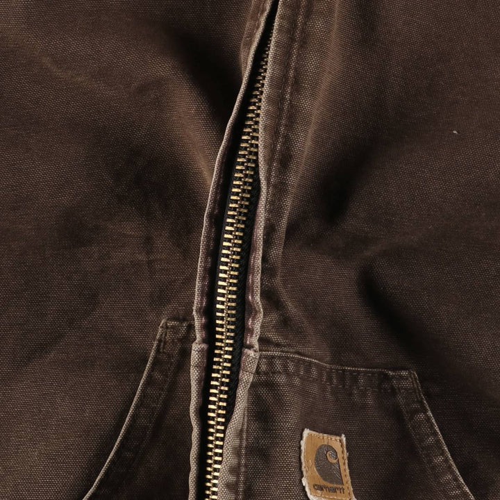 2000'S Carhartt Active Jacket, Padded Duck Full Zip Hoodie, Men's Size Small cotton brown type Vintage Second Hand