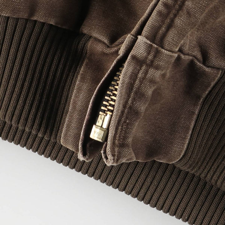 2000'S Carhartt Active Jacket, Padded Duck Full Zip Hoodie, Men's Size Small cotton brown type Vintage Second Hand