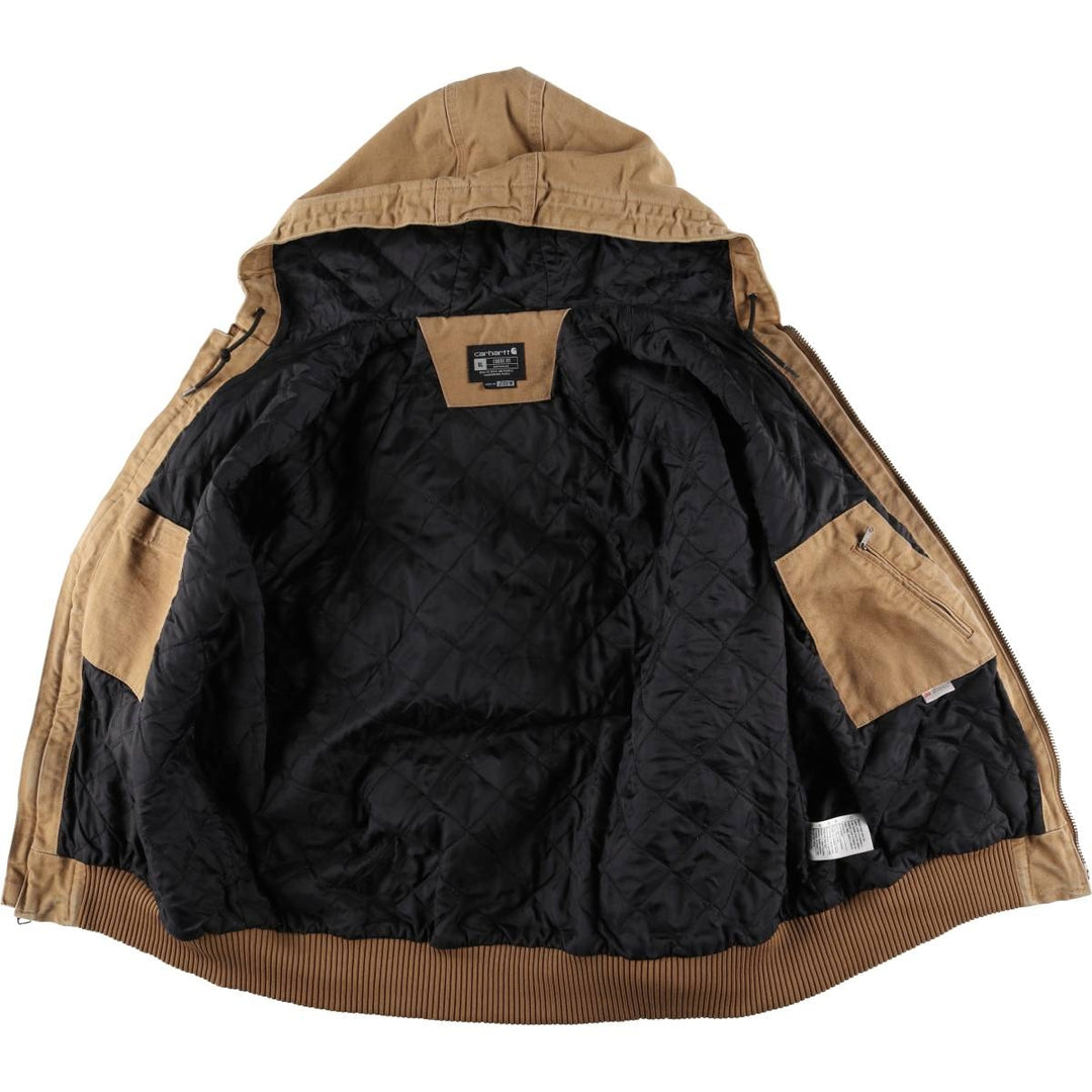 Carhartt Active Jacket, Loose Fit, Padded Duck Full-Zip Hoodie, Men's XL cotton ocher yellow type Vintage Second Hand