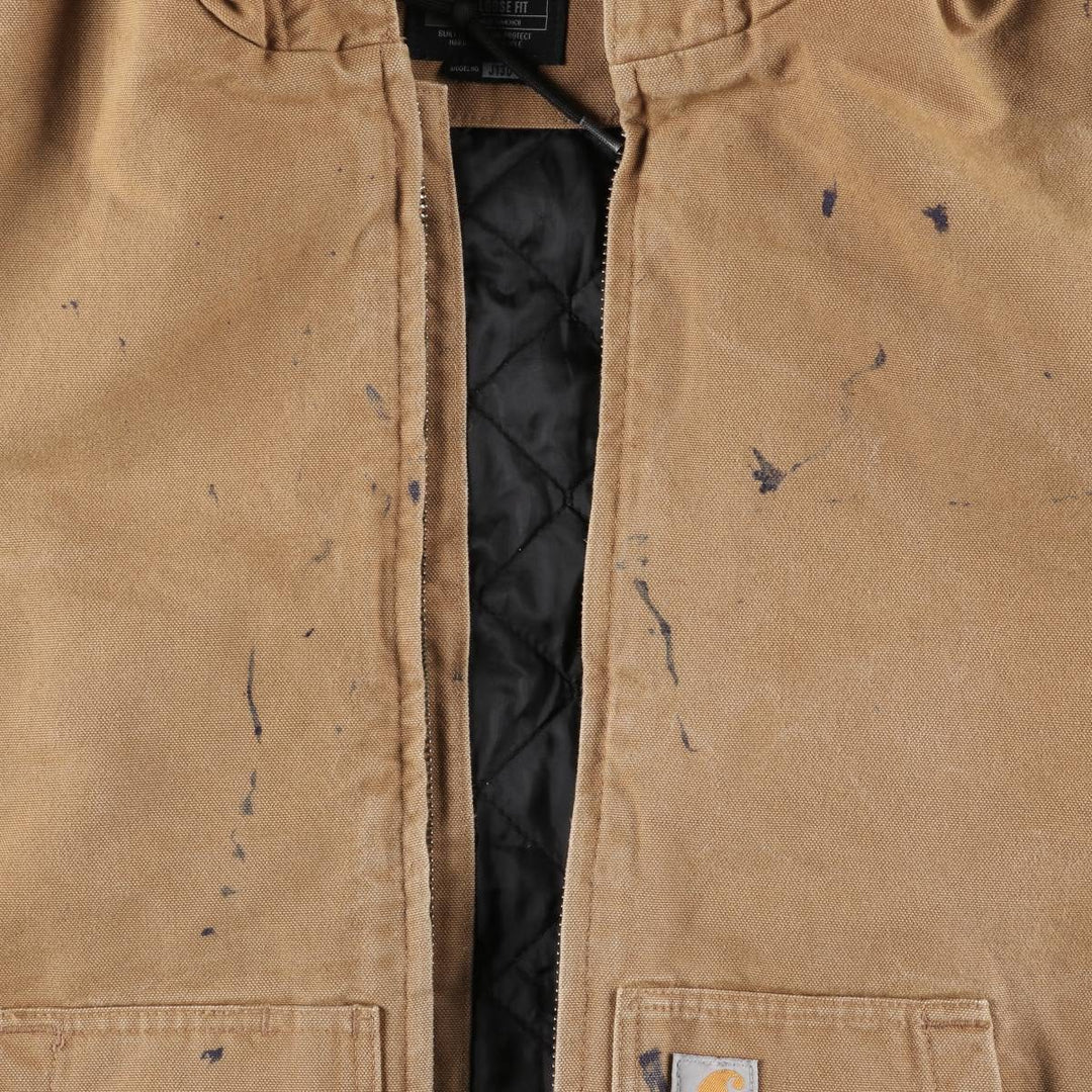 Carhartt Active Jacket, Loose Fit, Padded Duck Full-Zip Hoodie, Men's XL cotton ocher yellow type Vintage Second Hand